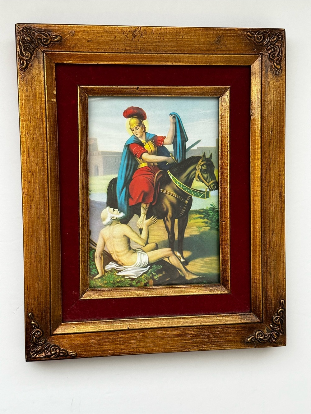Vintage Framed Saint Martin Religious Art Print